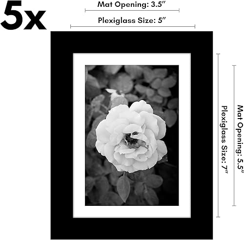 Vista 55 de Americanflat Portarretratos de 5 x 6 pulgadas con plexiglás pulido, juego de 5 portarretratos de 2 x 3 pulgadas con paspartú o para fotos de 5 x 6