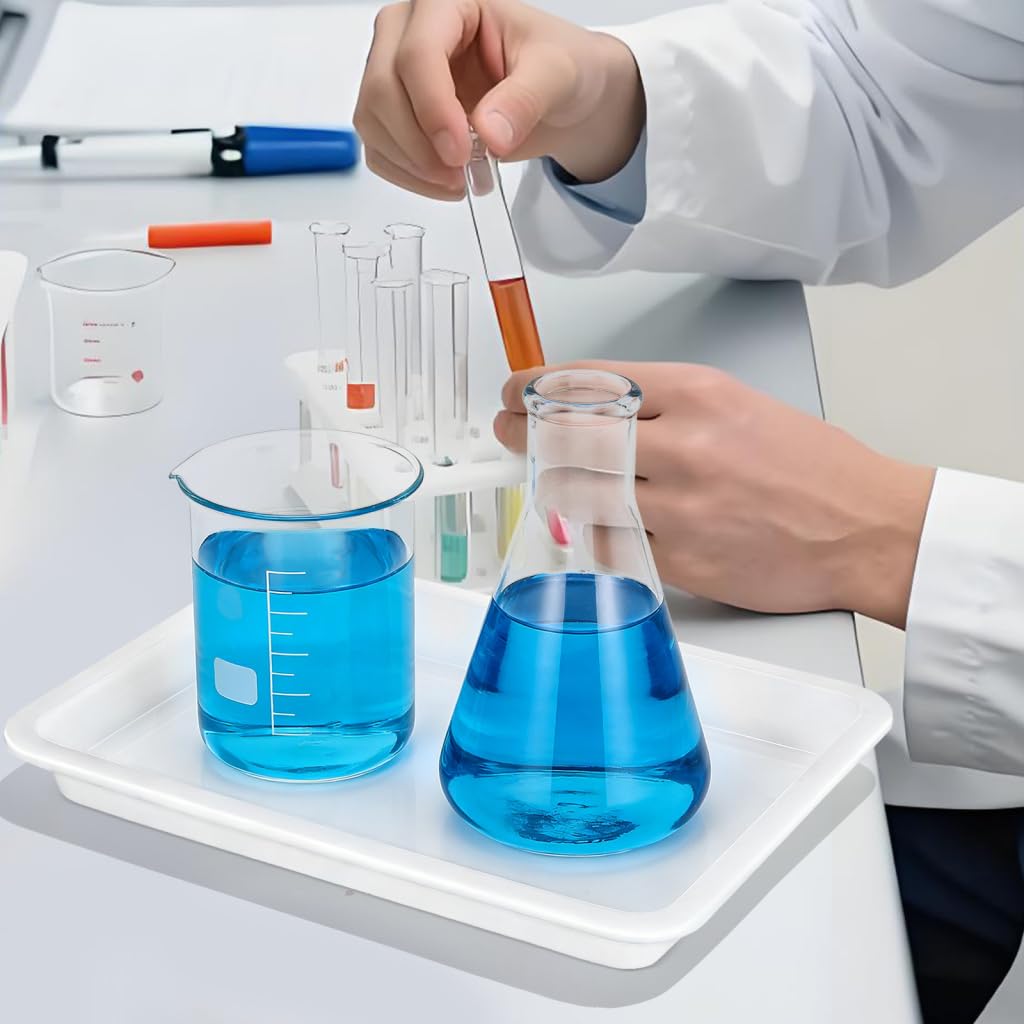 STOBAZA Plateau De Laboratoire 4 Pièces Résistant Aux Acides Et Alcalis Plateau en Plastique Étanche pour Expériences Scientifiques Et Confinement D'Échantillons
