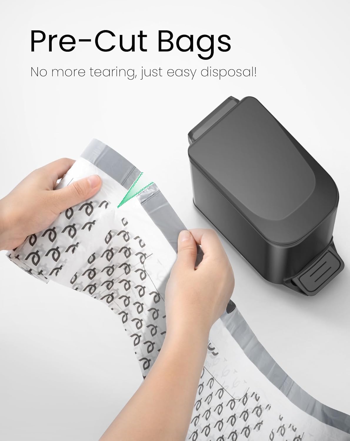 Cesun Code A Drawstring Trash Bags 90 Count, Pre Cut 1.6 Gallon / 6 Liter Small Bathroom Trash Can Liners, White (Pack of 2)