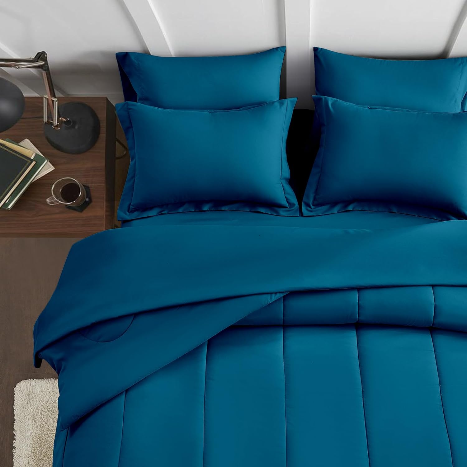 Maple&Stone Full Size Comforter Set 7 Pieces Bed in a Bag - Down Alternative Bed Set with Sheets, Pillowcases & Shams, Soft Reversible Duvet Insert, Teal - Image 3