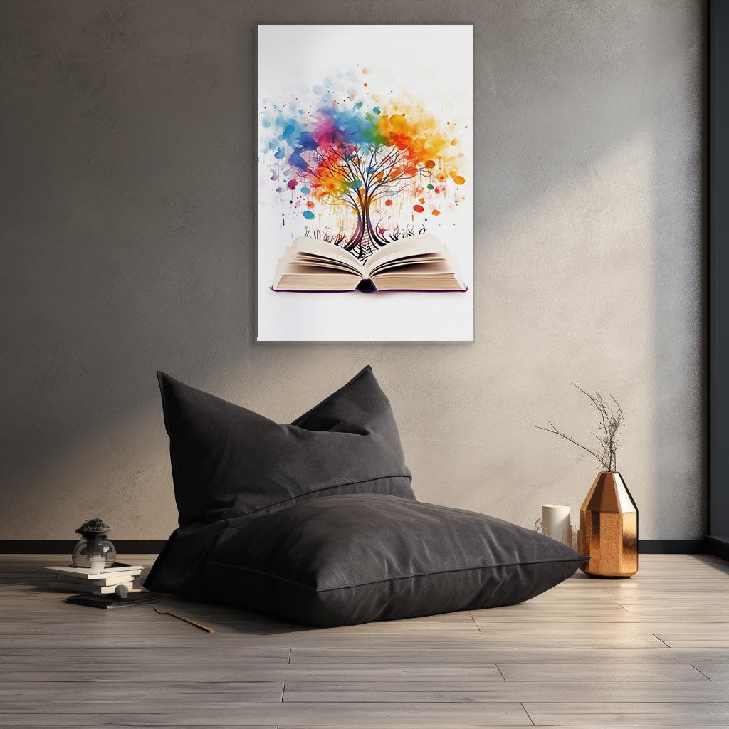 Canvas for Living room. Sprouting Creativity: When Books Become Lifelines of Colorful Imaginations, 27 x 18 inch Canvas Wall Art - Modern Home Decor - 69x46 cm (27x18 inch)