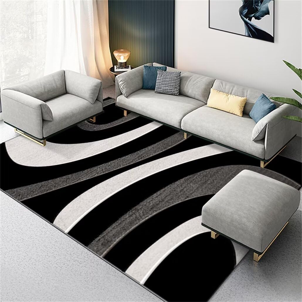 Tapis géométrique abstrait 80x150cm anti-tache et lavable pour rafraîchir un long couloir sombre