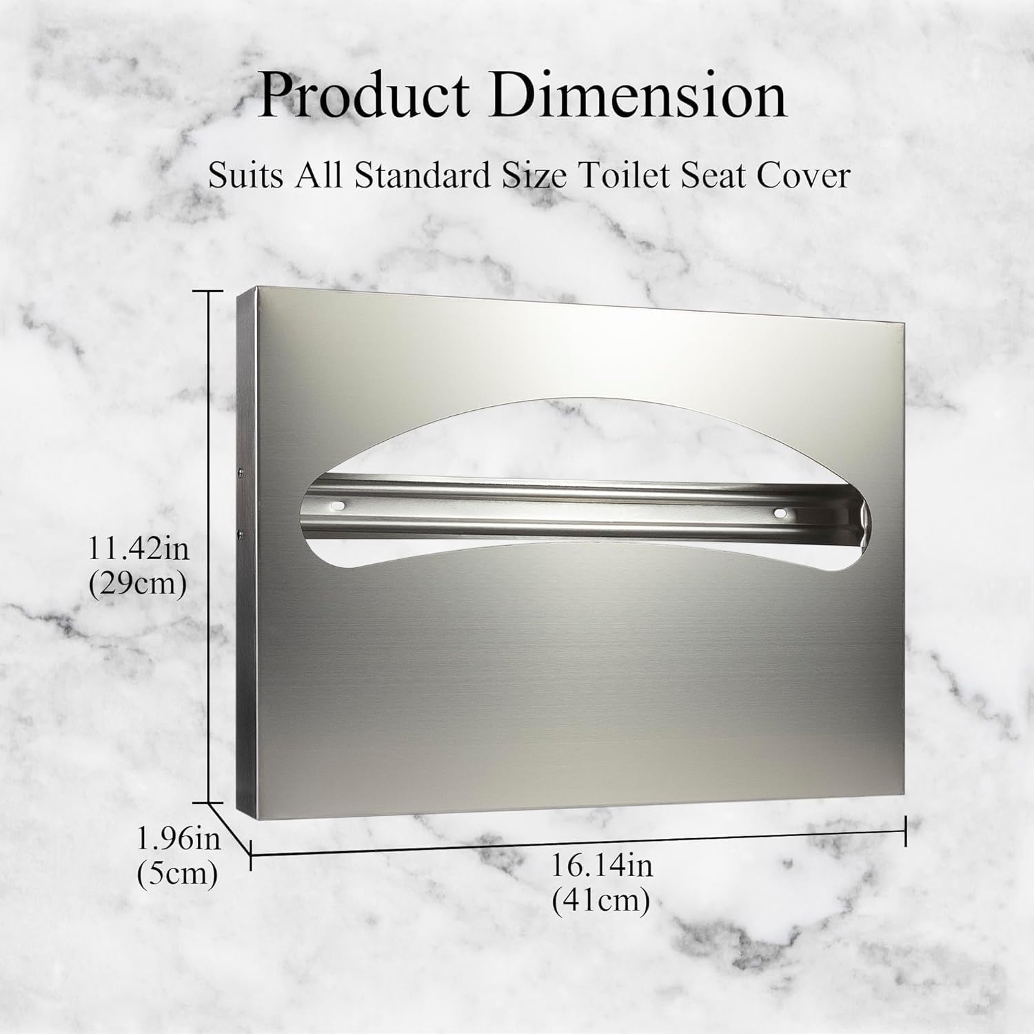 Pack-2 Wall Mount Dispenser, Anti-Scratch Toilet Seat Cover Holder with Screws for Half or Single Fold Covers, Toilet Seat Holder for Bathrooms & Restrooms, Silver