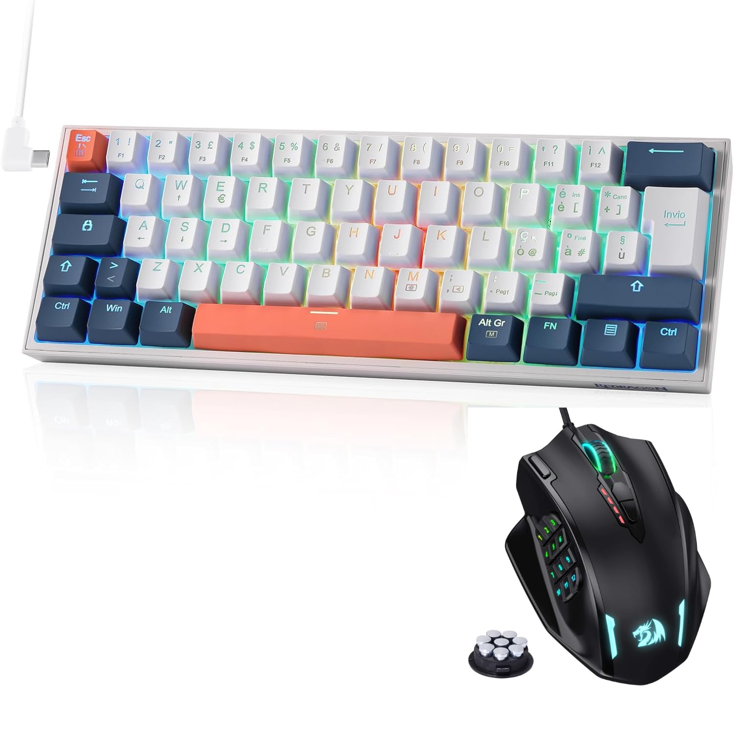 Redragon K617 Fizz 60% Wired RGB Tastiera Gaming M913 Elite - Mouse bundle