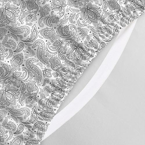 Elegant Comfort Luxury Soft Bed Sheets Paisley Pattern - 1500 Premium Hotel Quality Microfiber Softness Wrinkle and Fade Resistant (6-Piece) Bedding Set, California King, Paisley Grey
