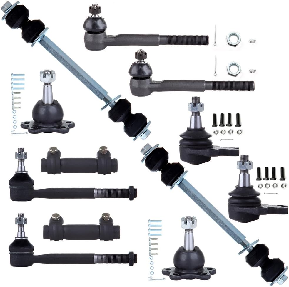 SCITOO 12pcs Outer Inner Tie Rod End Upper Lower Ball Joint Front Sway Bar Adjusting Sleeves fit 95-99 for Chevy K1500 K1500 Suburban 95-00 K2500 Tahoe for GMC Yukon