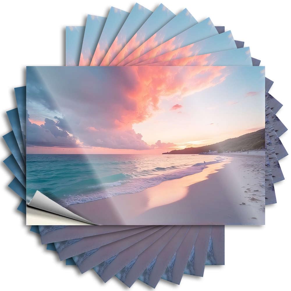 Saying Wall Retro Sunset Beach with Colorful Sky for Beer - Cool Easy Peel Removable(8X12CM)
