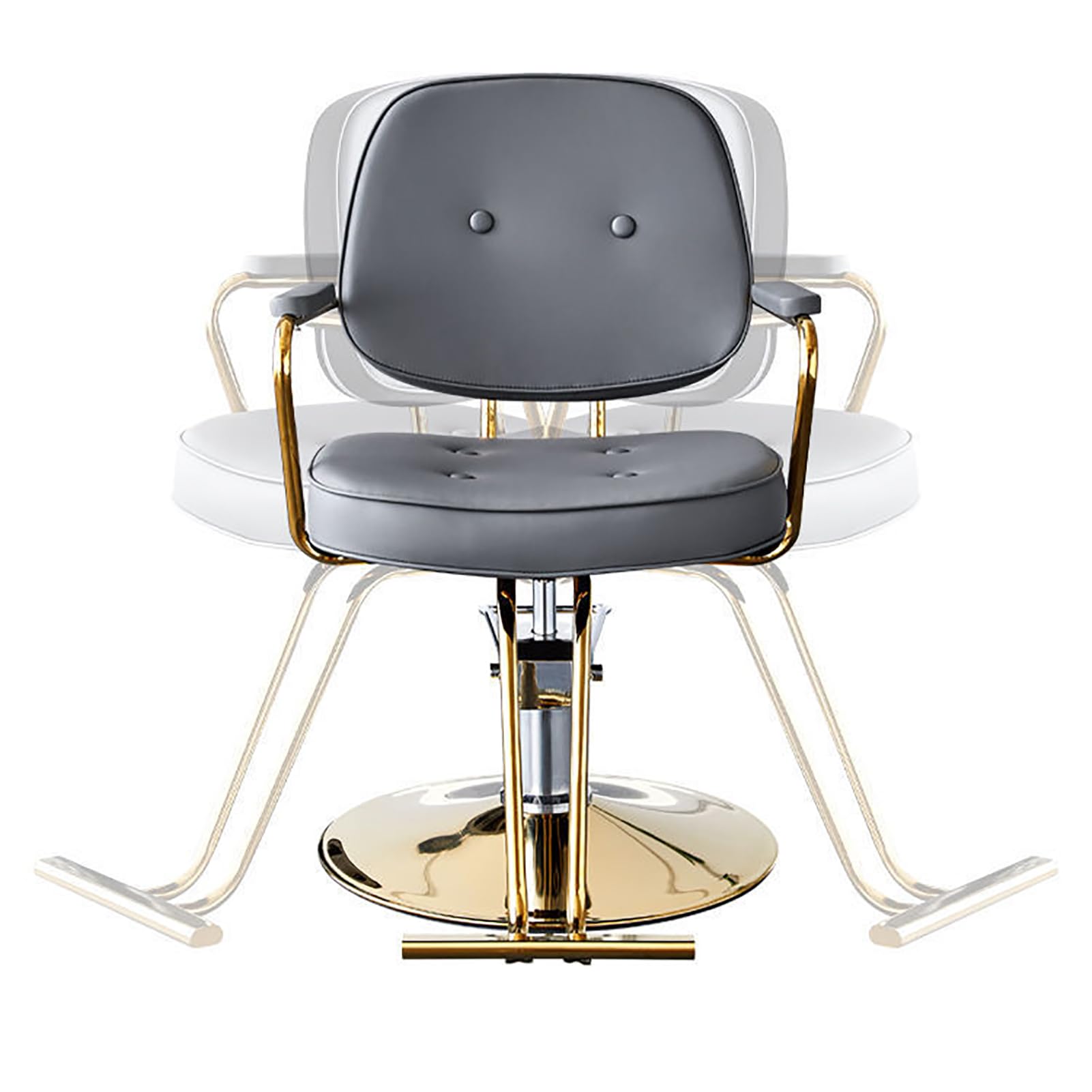 Genérico Sillón de peluquería clásico con Giro de 360° y Bomba hidráulica | Sillón Ajustable para barberías y centros de Belleza | Sillón de Cuero Premium Dorado