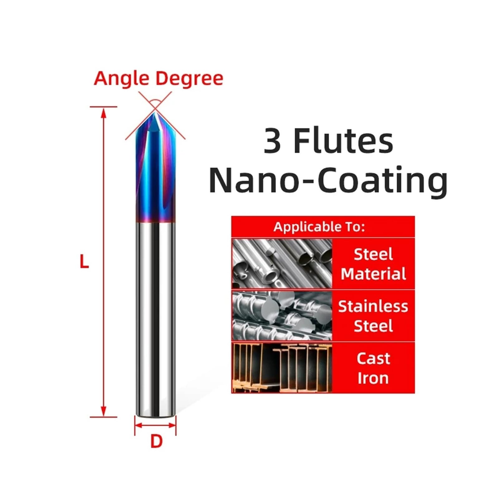 1 Uds. Fresa de chaflán de carburo 60 90 120° acero de tungsteno CNC 3 flautas fresa de biselado fresas de extremo de Metal(90 degree,D12x75L)