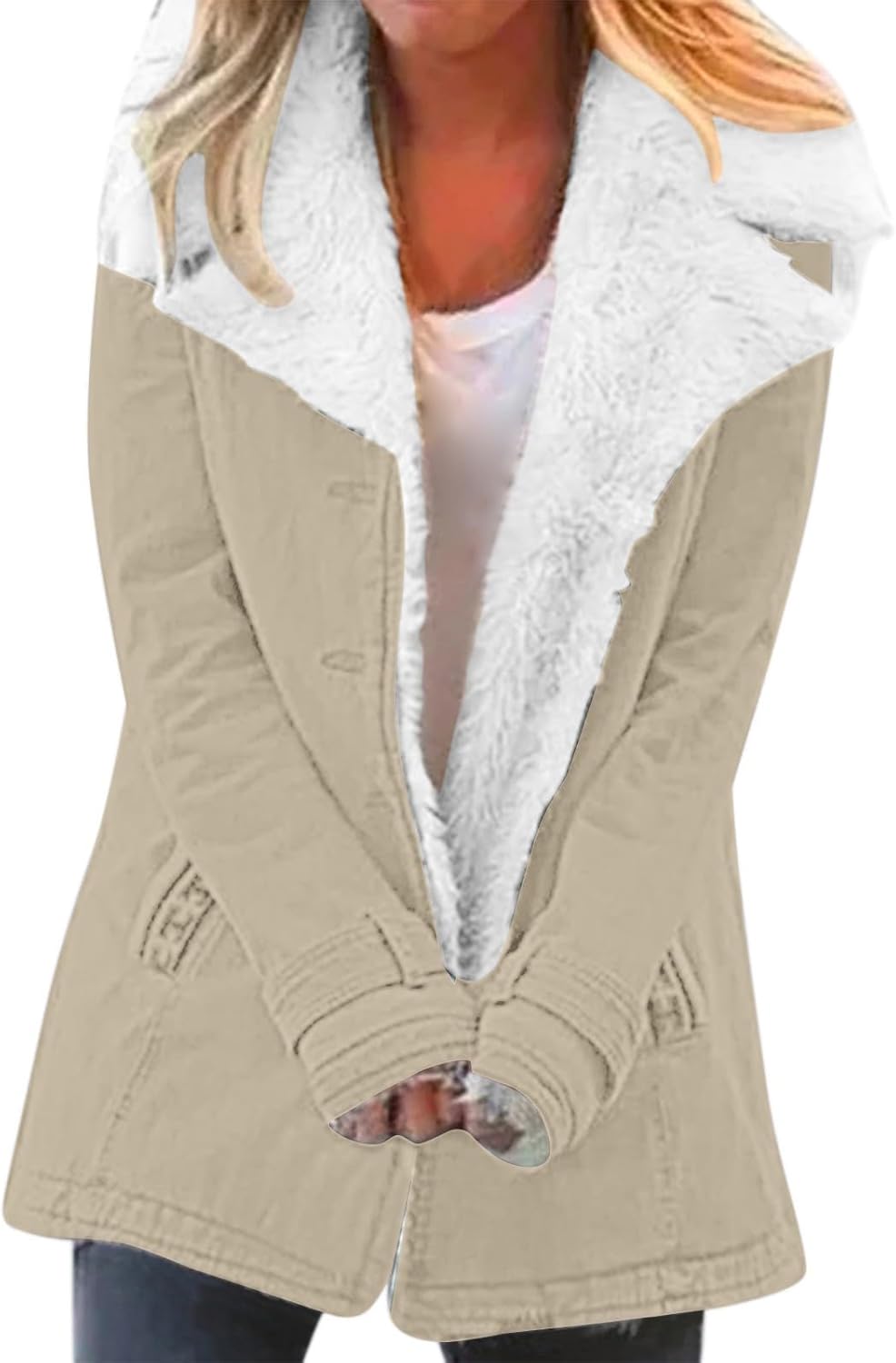 LQDEUL Women's Winter Shearling Fleece Coats Jackets Zipper Warm Winter