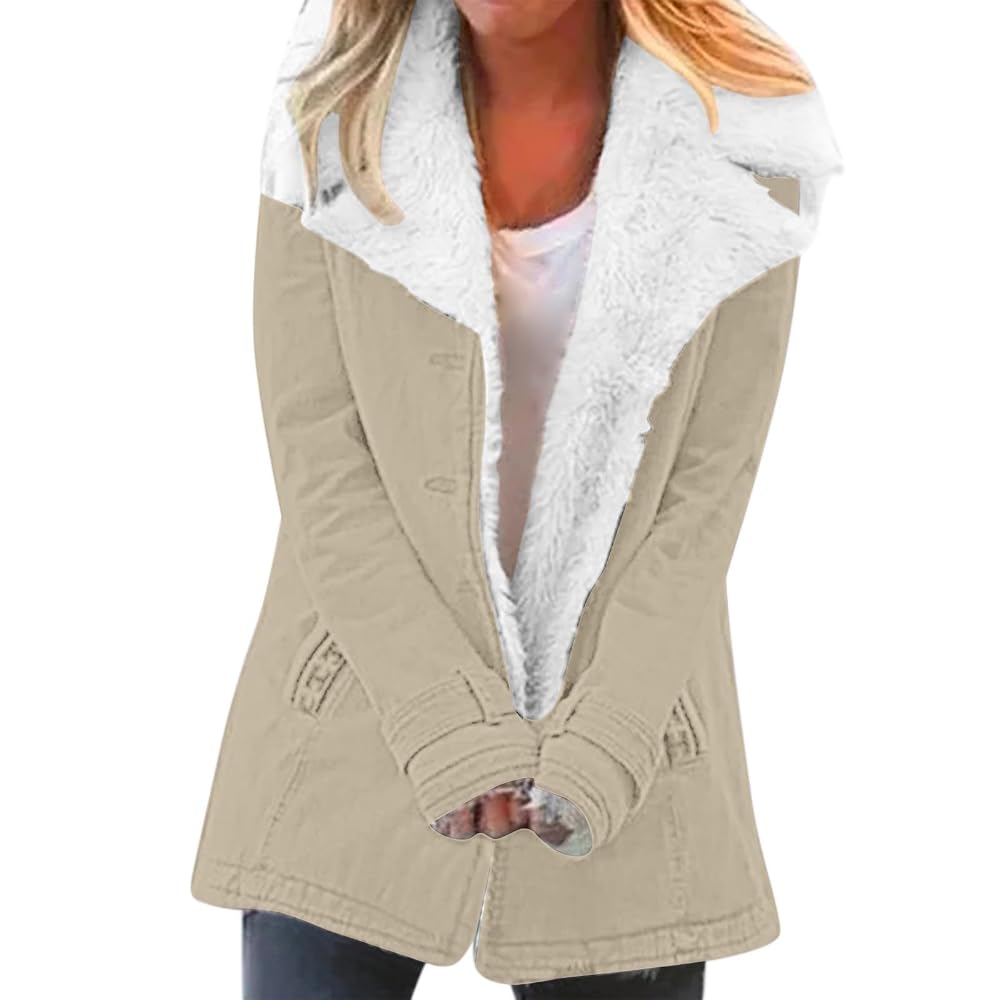 Navahoo Warme Damen Winter Jacke Lang Teddyfell Winterjacke Parka Mantel B648