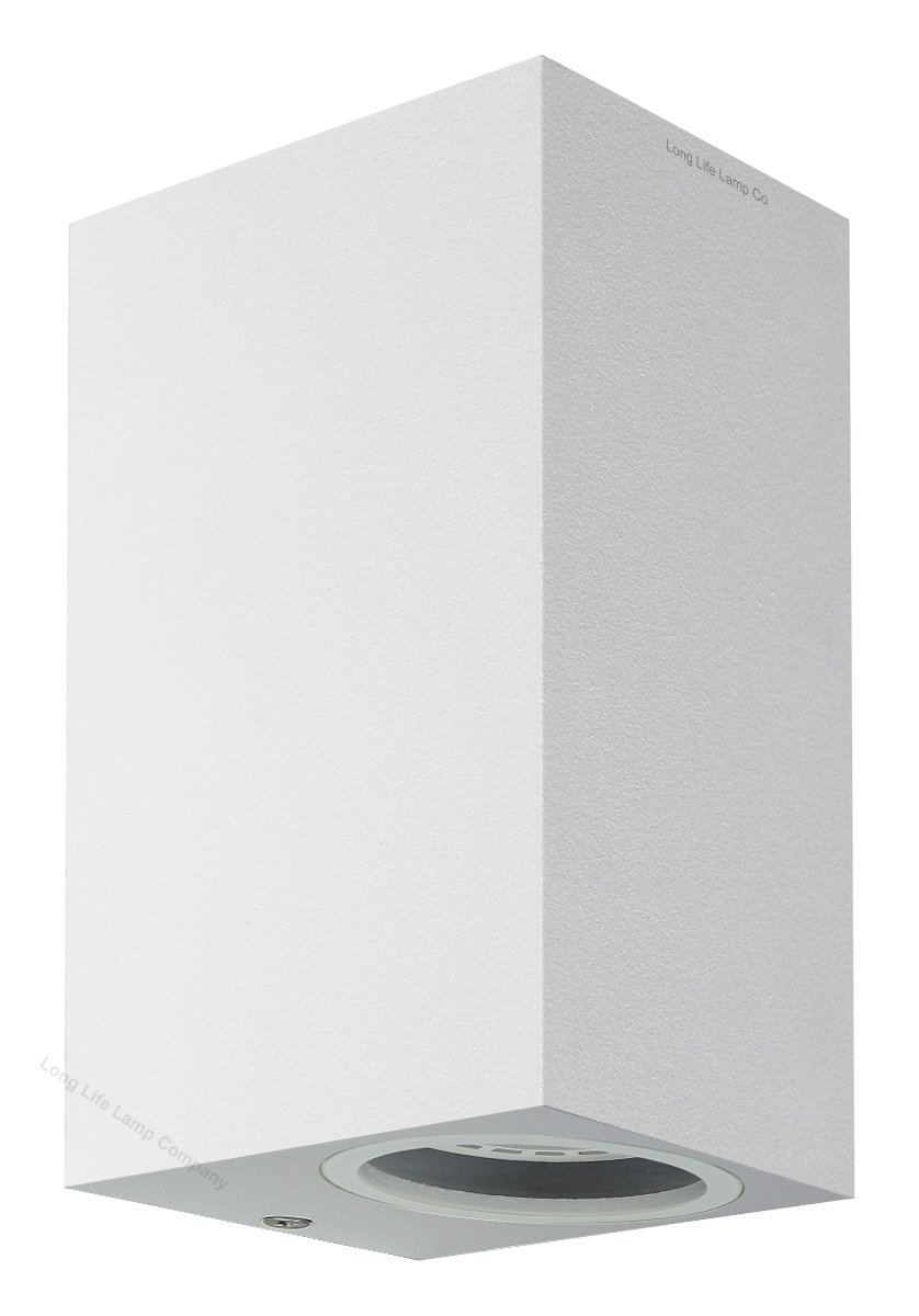 Long Life Lamp Company White Modern Rectangular Up Down Matt Outdoor Wall Light Fixture Gu10 Zlc062w
