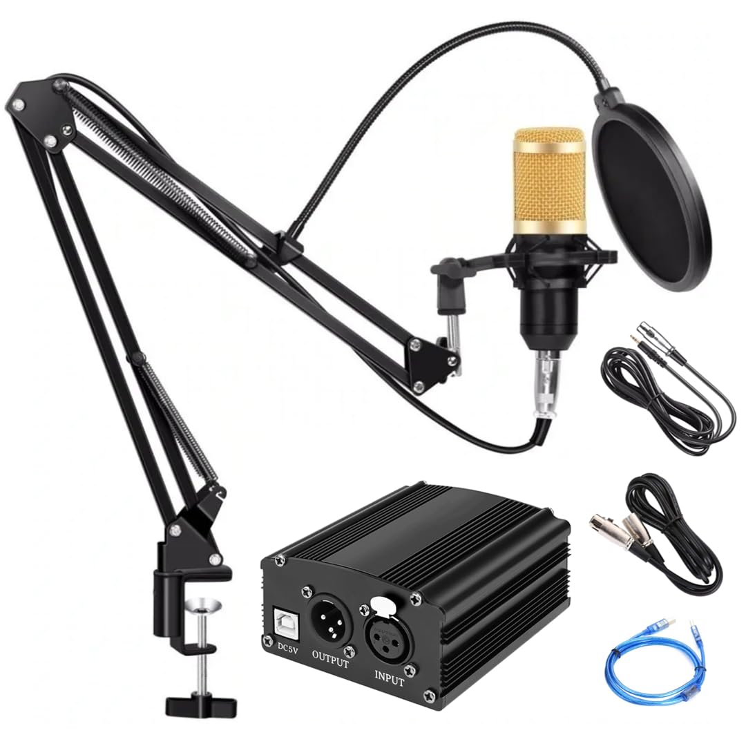Kit Completo Ejz Microfone Bm-800 + Suporte E Phantom Power