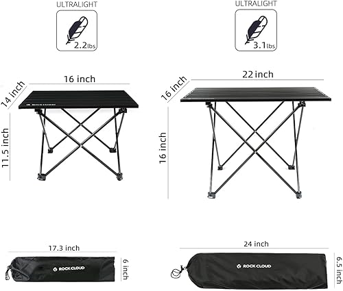 Vista 35 de Rock Cloud Mesa de camping portátil de aluminio ultraligera, plegable, mesa de playa para campamento, senderismo, mochileros, picnic al aire libre