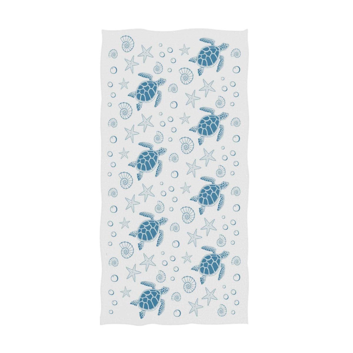 Naanle Cute Ocean Sea Turtles Starfish Shells Print Highly Absorbent Soft Large Decorative Guest Hand Towel for Bathroom, Hotel, Gym and Spa (16 x 30