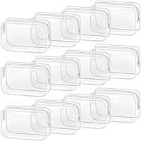 Vista 24 de TISRATOK 12 bolsas de maquillaje transparentes para mujer con cremallera, bolsa de aseo aprobada por la TSA, bolsa de cosméticos a granel para Blanco