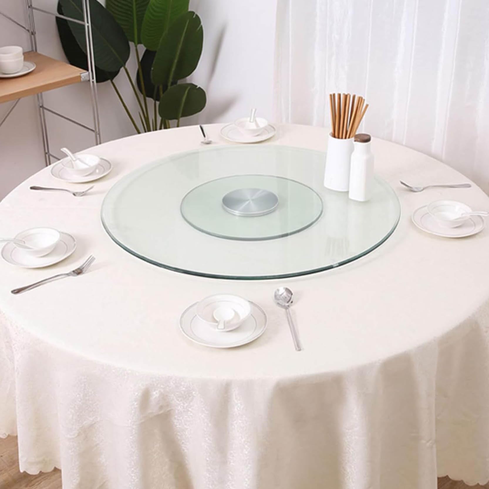 Plateau tournant Lazy Susan en verre, centre de table pour réunion de famille