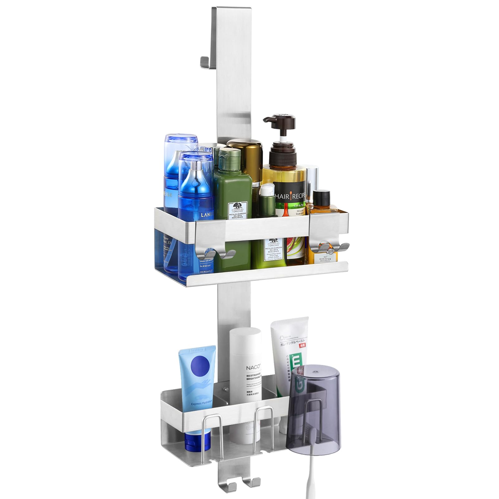 Emibele Over The Door Shower Caddy 2 Tier 304 Stainless Steel Hanging Shower Caddy Rustproof Shower Shelves No