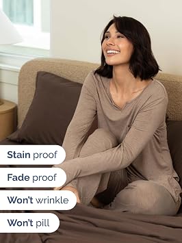 Extra Deep Queen Sheet Set - 6 Piece Breathable and Cooling Sheets - Brown | Hotel Luxury Bed Sheets Set, Easy & Secure Fit, Ultra-Soft, Wrinkle & Fade Free, Comfy Sheets Set with Extra Deep Pockets