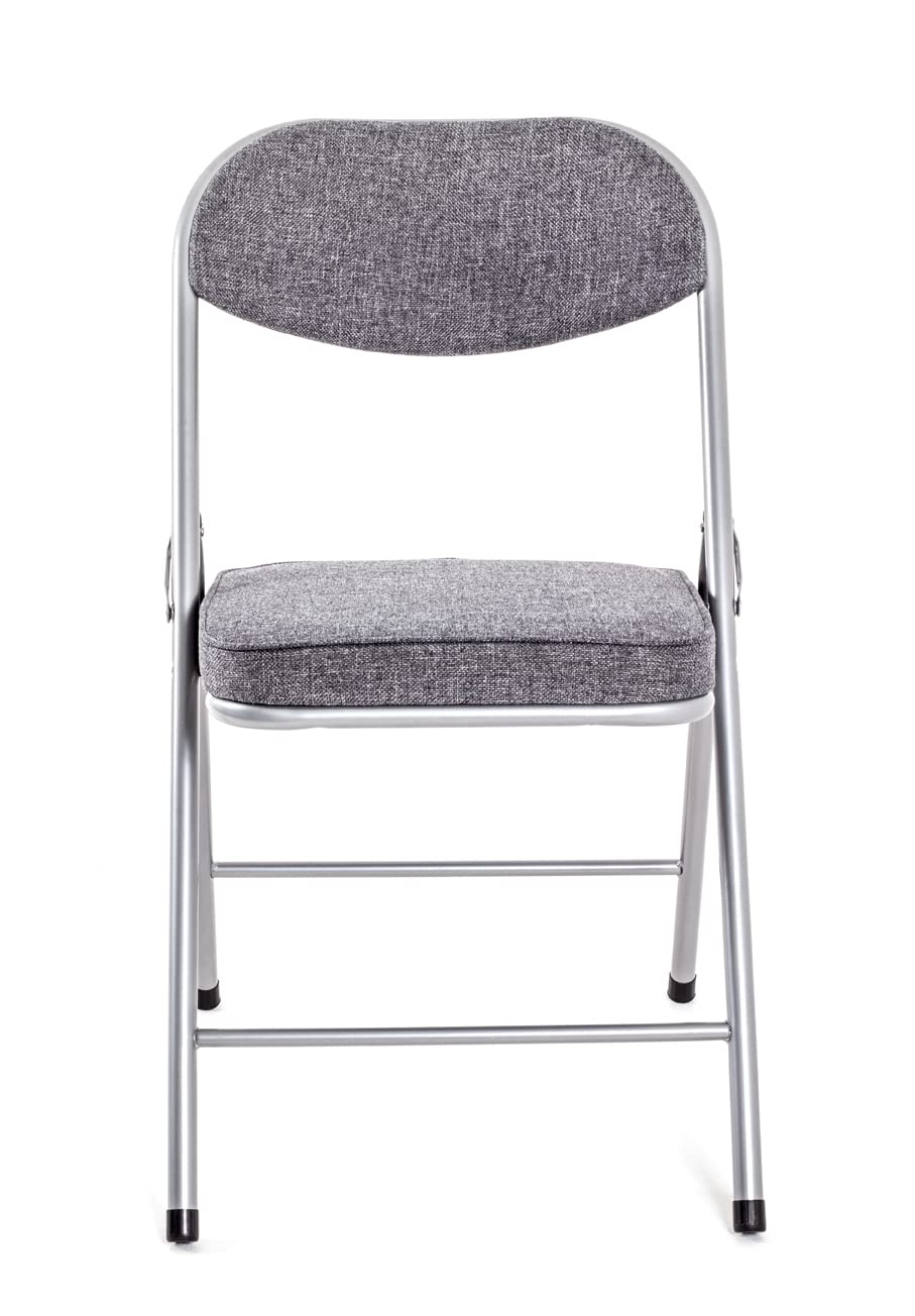 HAKU Set di 4 sedie pieghevoli alu, grigio, Schienale imbottito, sedile imbottito, acciaio - Dim. L 47,00 cm x A 79,00 cm x P 53,00 cm, Stile Moderno