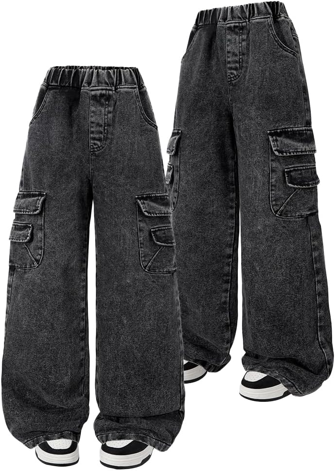 Nivne Tco Toddler Boys Baggy Cargo Jeans, Elastic Waist Denim Pants with Side Pockets, Trendy Casual Streetwear Fit for Kids - Image 5