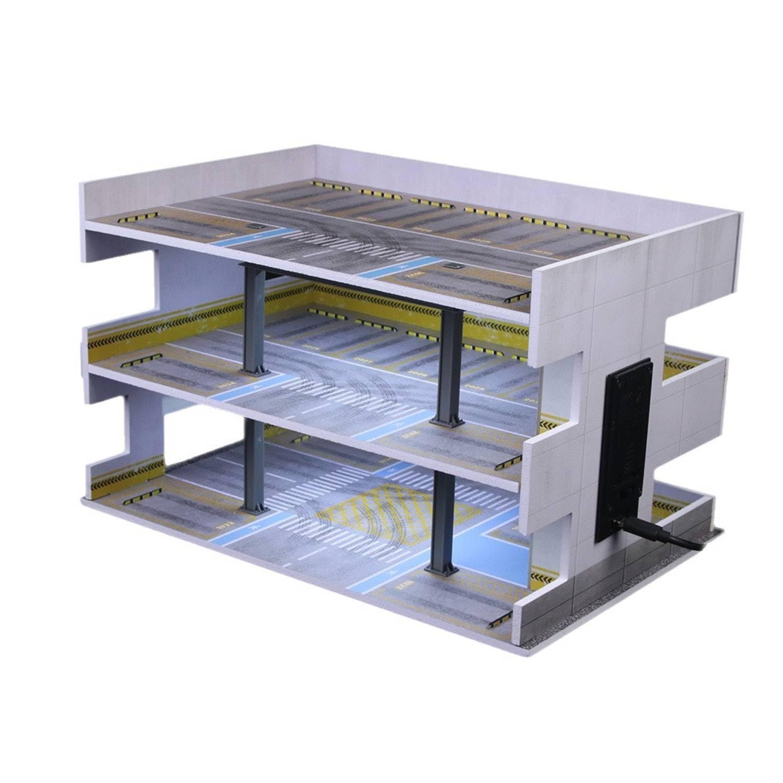 Diorama Garage 1:64 Bays Aperti Autorimessa Multipiano Porta USB-C Plastico