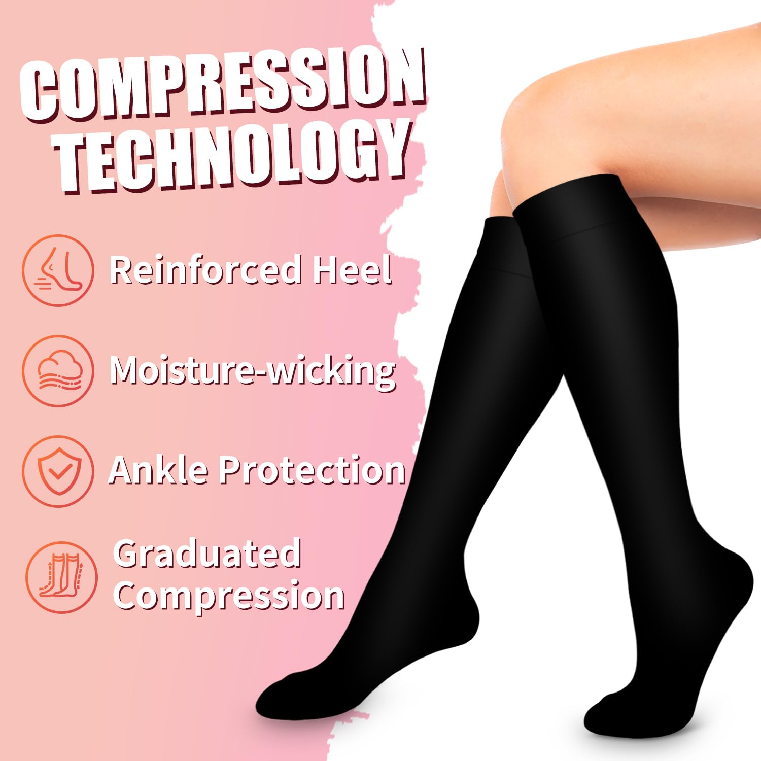 Bluemaple Copper Compression Socks 6 Pairs for Running Sports Hiking Travel