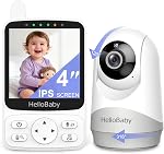 HelloBaby Baby Monitor No WiFi, 4" IPS Screen, 2800mAh Battery (26H ECO), Video Baby Monitor with Camera and Audio, Pan-Tilt-Zoom, Infrared Night Vision, Temperature Sensor, 8 Lullabies & 1000ft Range