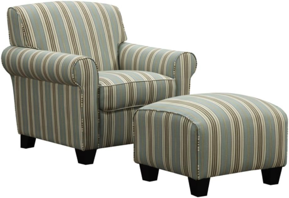 Striped Comfortable Living Room Arm Chair and Ottoman