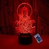 Optical Illusion 3D Buddha Night Light 16 Colors Changing USB Powered Touch Remote Control Switch Decor Lamp LED Table Desk Lamp
