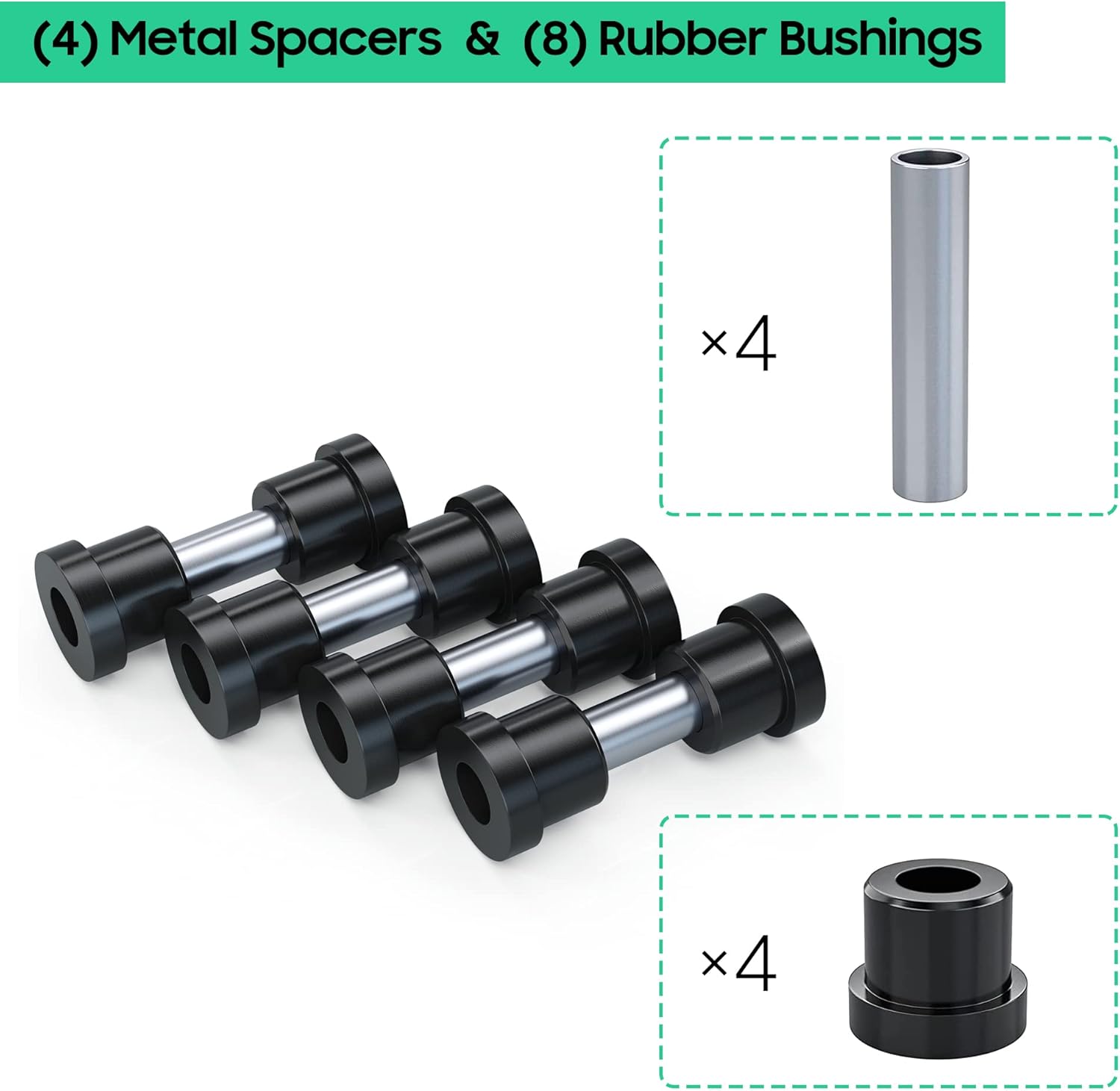 10L0L Golf Cart Heavy Duty Rear 3-Leaf Spring Kit for EZGO TXT Medalist 1995-2013 & MPT 800, HD Leaf Spring with Bushings Sleeves U Bolts, Replace OEM 70247-G01 70474G01 70505G01 603109