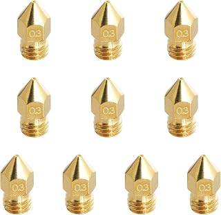 Aopin M6 1.75mm Extruders Nozzles 3D Printer 0.3mm / 0.012" Brass 3D Printer Extruders Nozzles 10 Pcs