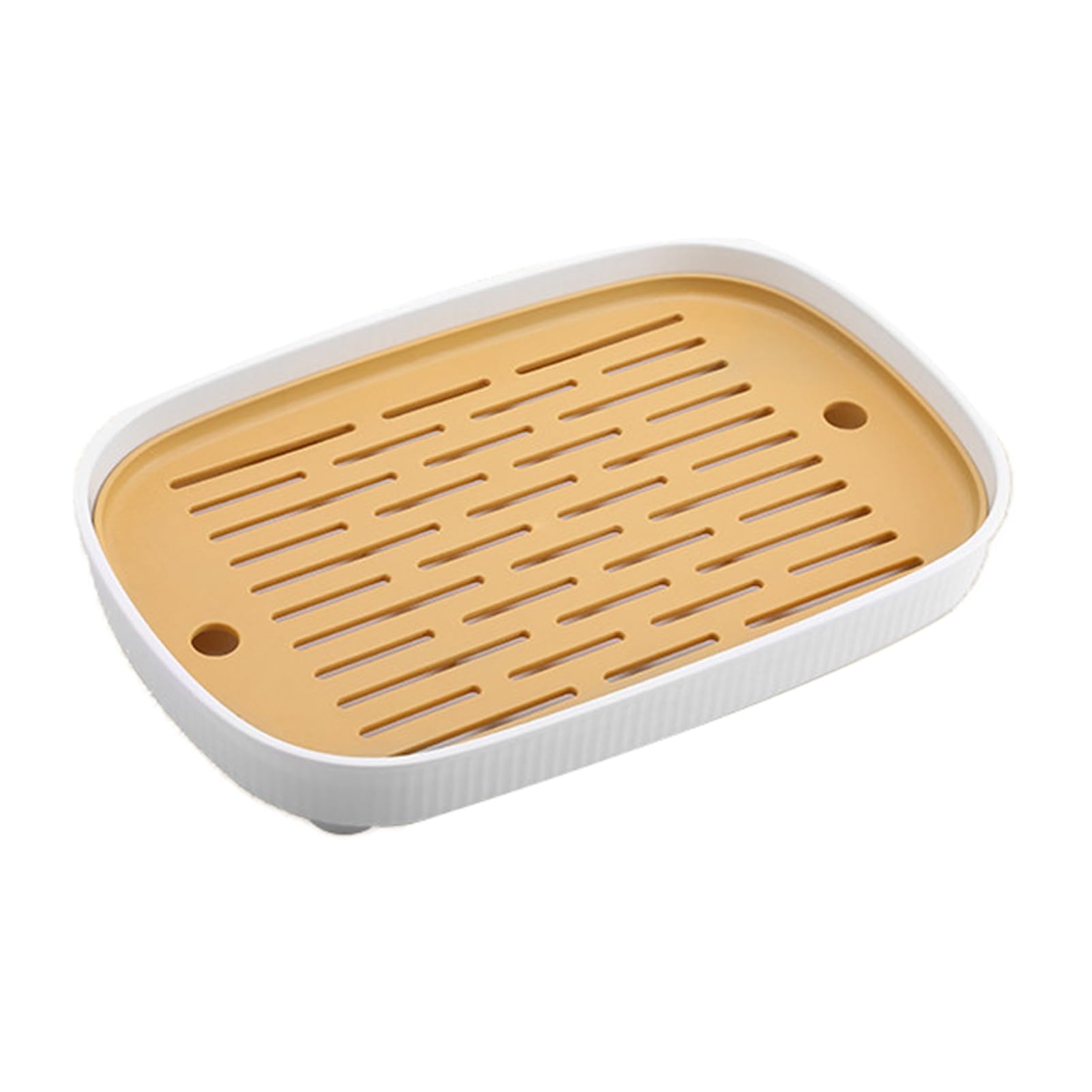 Double-layer PP Tray,Rectangular Tea Set,Removable Perforated Drain Board,Suitable for Storing Fruit(Color2,27x18.5x4cm)