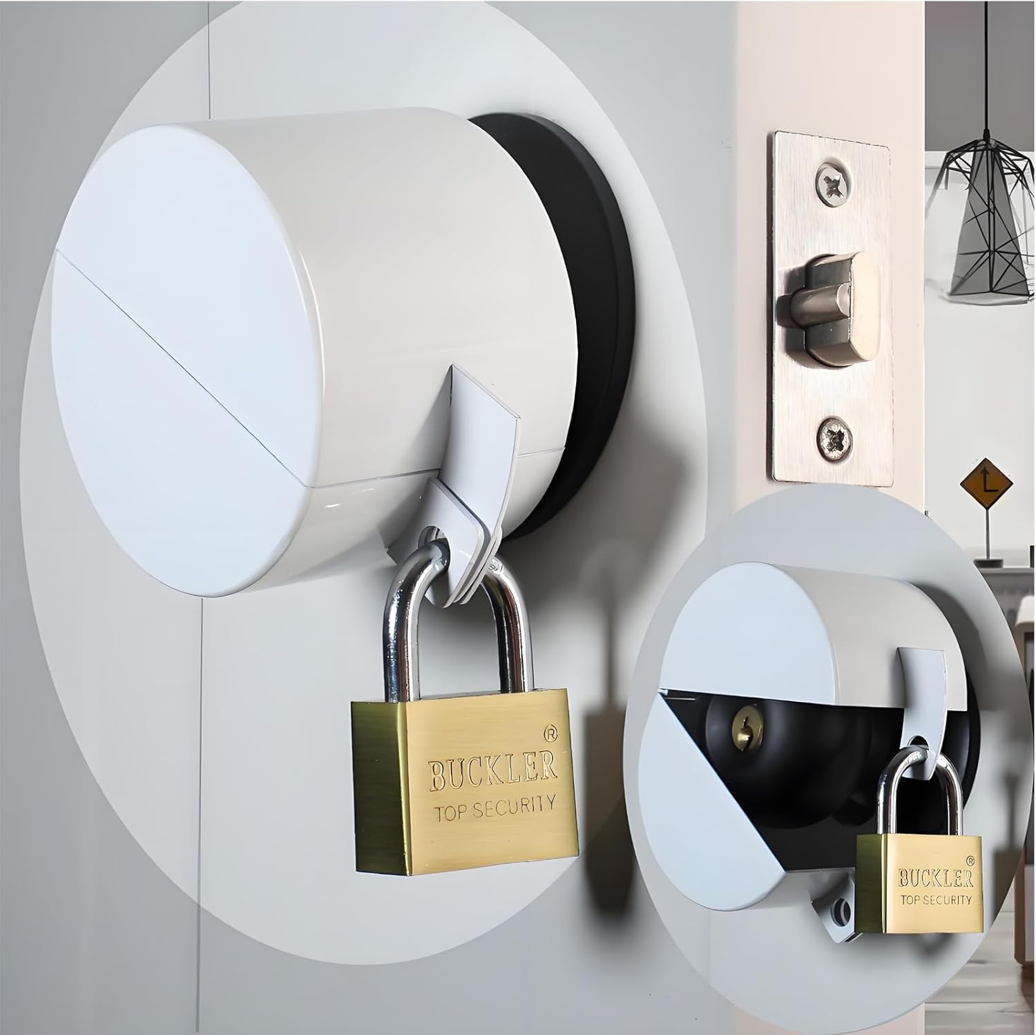 Door Knob Lock Cover & Door Knob Cover Lock – Dementia Safety Locks for Knob Lock & Door Padlock, Door Knob Lockout Device for Dementia Locks for Doors,White Padlock Anti-Kickout