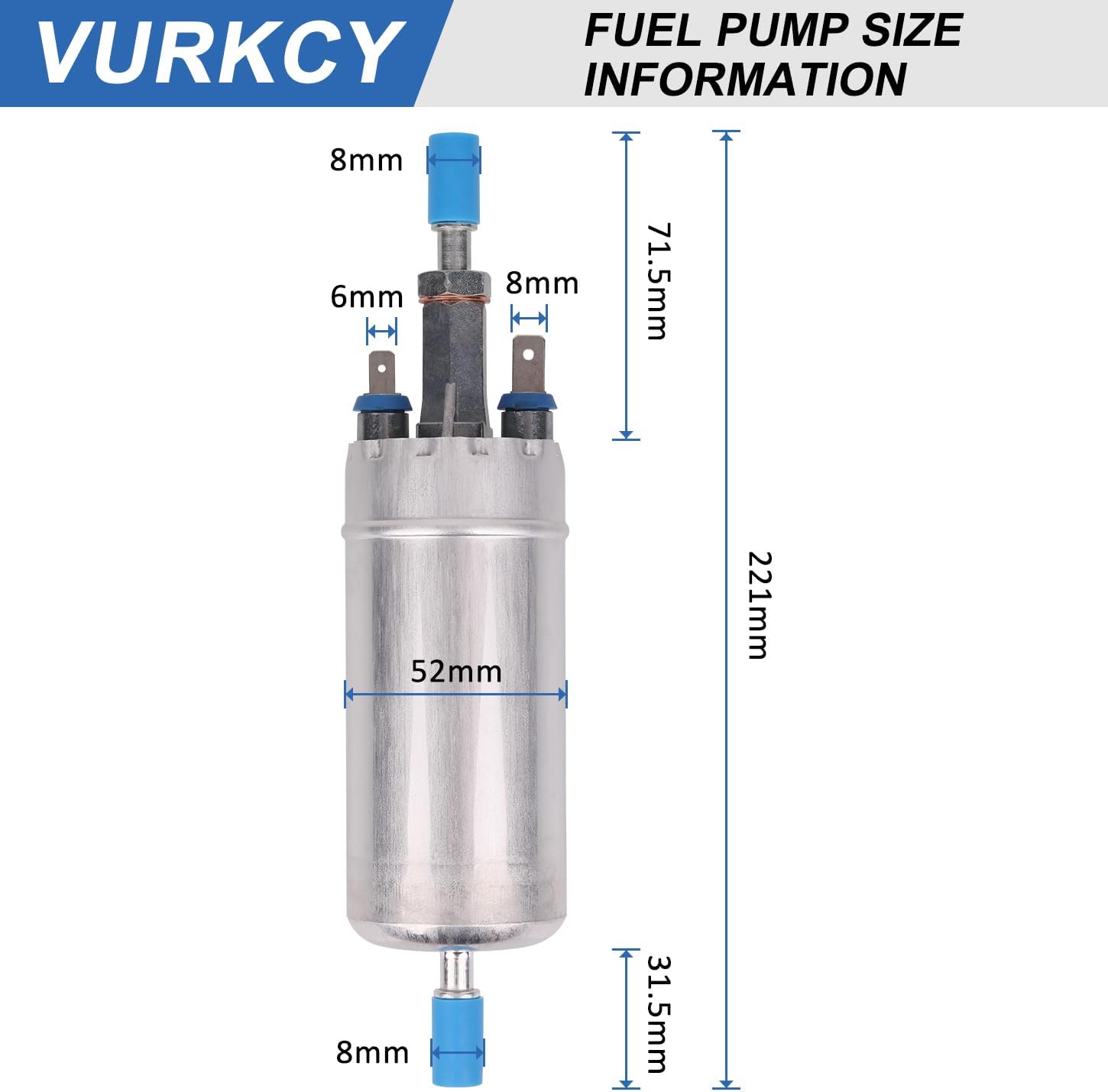Electric External Fuel Pump Compatible with 1983-1991 Ford F150 F250 F350 E150 E250 E350 Mustang Ranger LTD Thunderbird, Mercury Marquis, Lincoln Continental, E2000 - Image 2