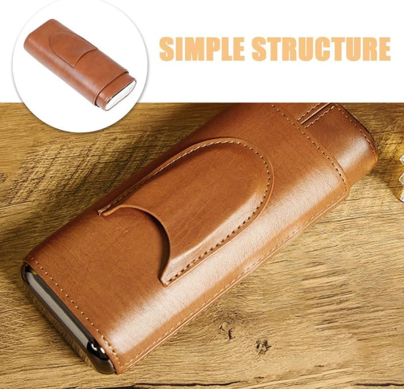 ibasenice Portable Cigar Humidor Travel Case, 6.29x2.75x1.18 In PU Leather Holder for Multiple Cigars, Protective Storage for Men Outdoor Golf Trips