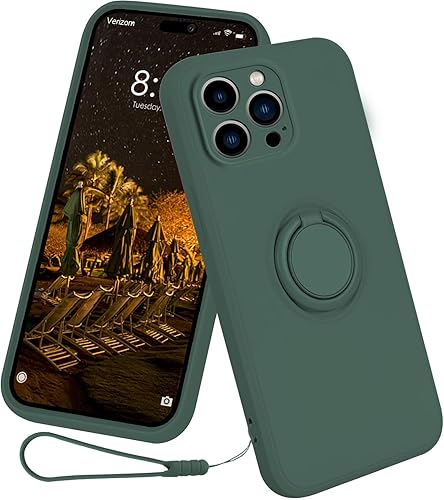 Funda para iPhone 15 Pro (lanzado en 2023), funda de silicona con anillo giratorio de 360, soporte magnético para automóvil, funda protectora con