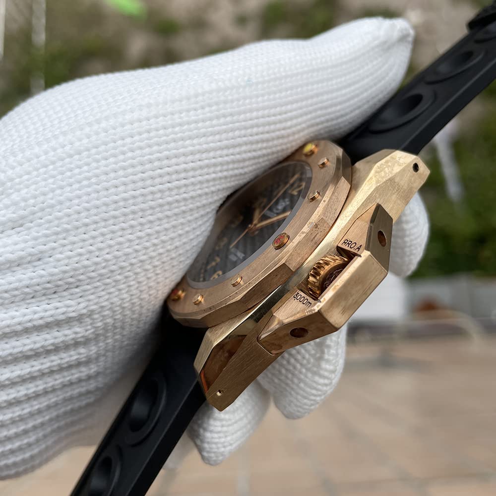 Steeldive SD1945S Automatische mechanische Taucheruhr NH35 CUSN8 Bronze-Gehäuse 200 m wasserdichte Armbanduhr, Lederarmband, Taucher, mechanisch