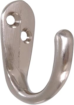 Hardware Essentials 852284 Clothes Hooks Satin Nickel -2 Pack