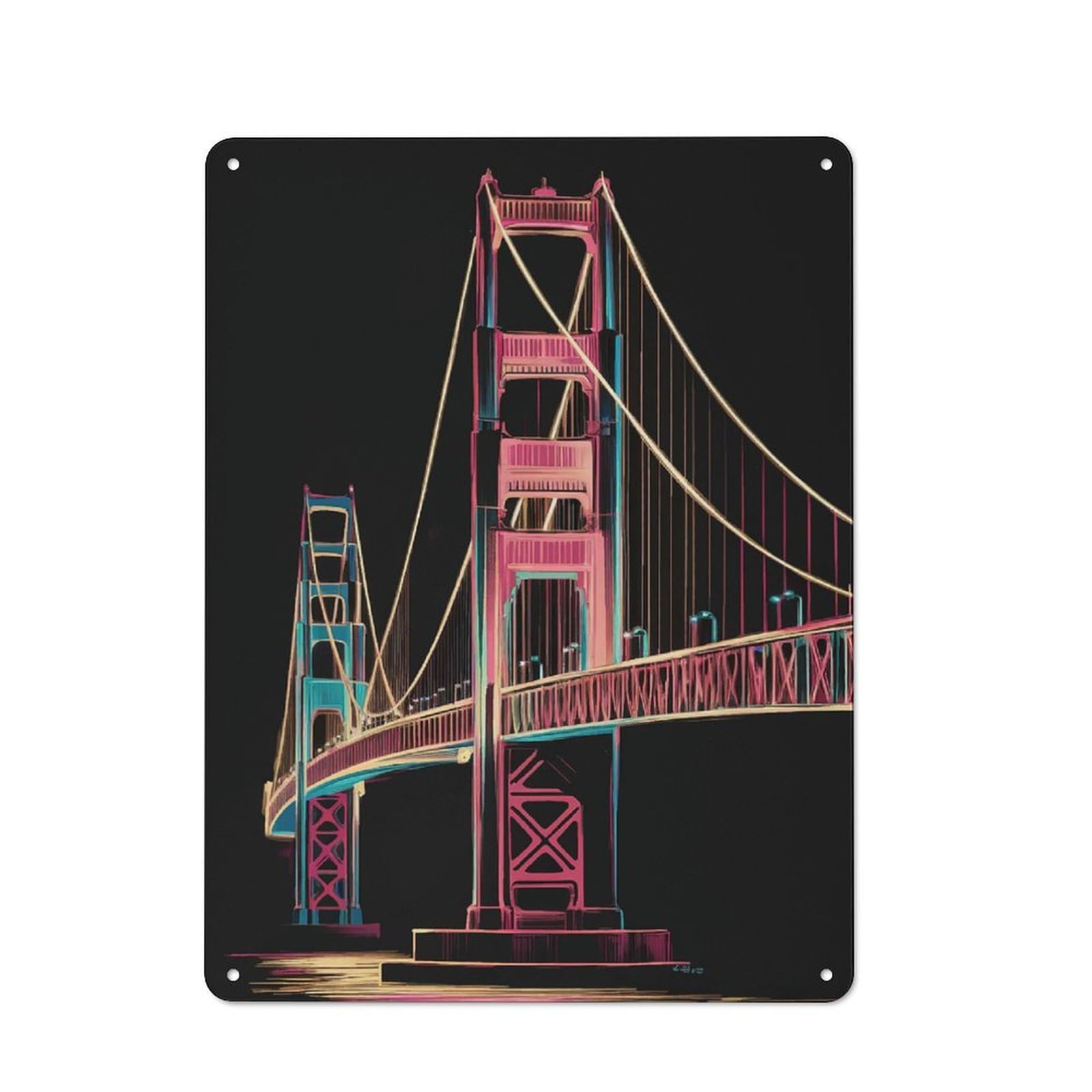 Junmoney Golden Gate Bridge Rustic Tin Sign 40X30cm For Pub Or Café, For Collectors Building A Themed Wall Display