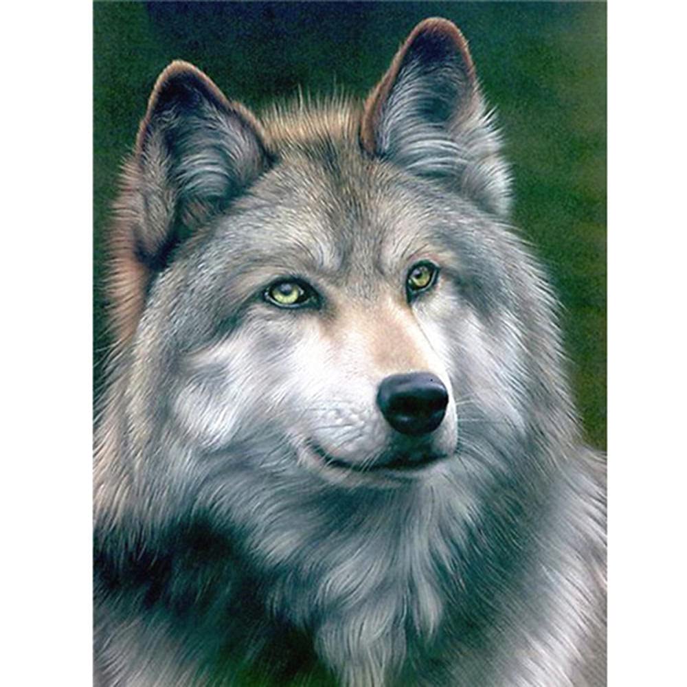5D Diamond Painting Wolf 30x40cm - DIY Diamantbild Mit Strasssteinen Für Wohnzimmer Deko