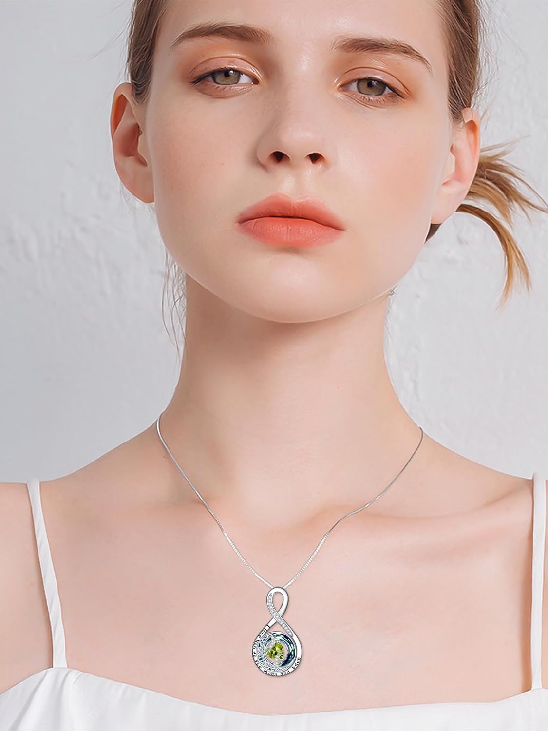 TOUPOP Birthstone Necklace for Women 925 Sterling Silver Moon and Star Pendant Necklaces I Love You to the Moon and Back Jewelry Anniversary Birthday Gifts for Her Wife Girlfriend Mom - Image 4