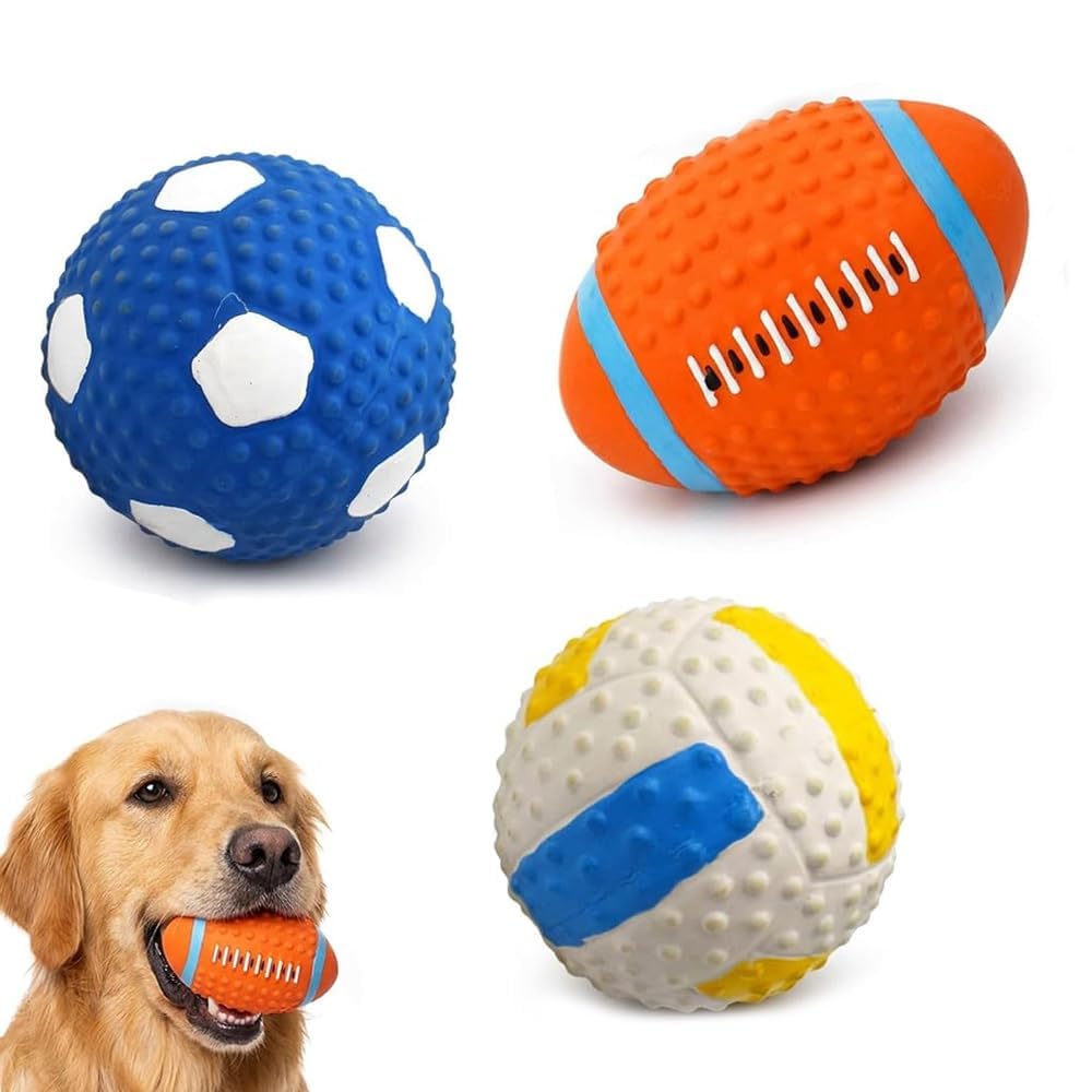QhgPnt 3 Pcs Squeaky Dog Balls, Soft Latex Squeaky Balls for Dogs, Gentle on Teeth for Interactive Playing