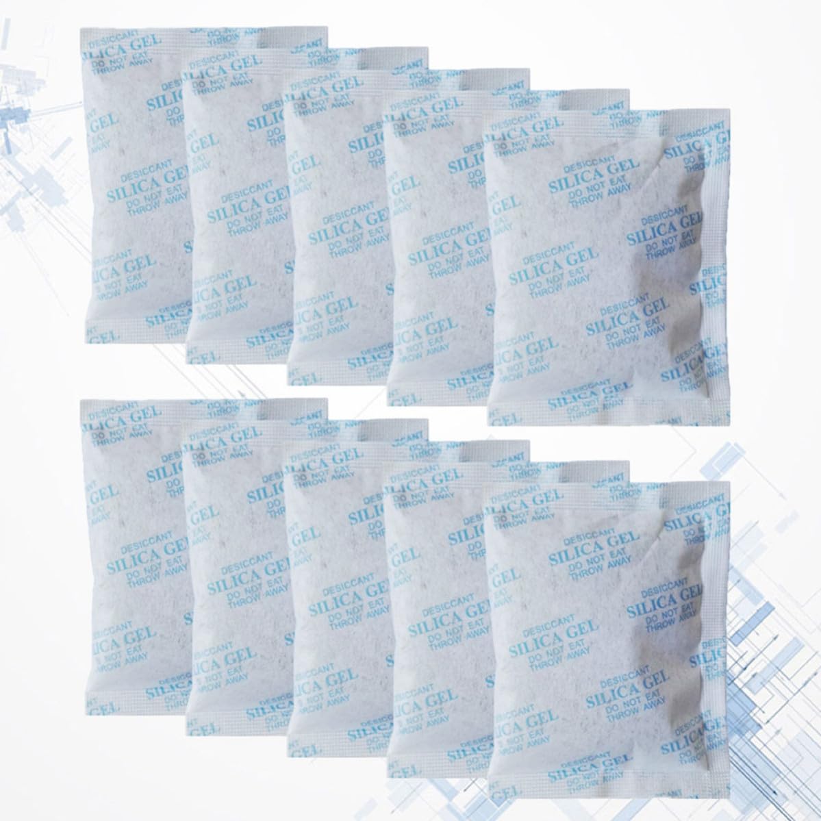 100 Pezzi Bustine Essiccanti Gel di Silice da 10g Tessuto Non Tessuto, Prevenzione Corrosione e Riduzione Condensa, per Cassetti e Abbigliamento