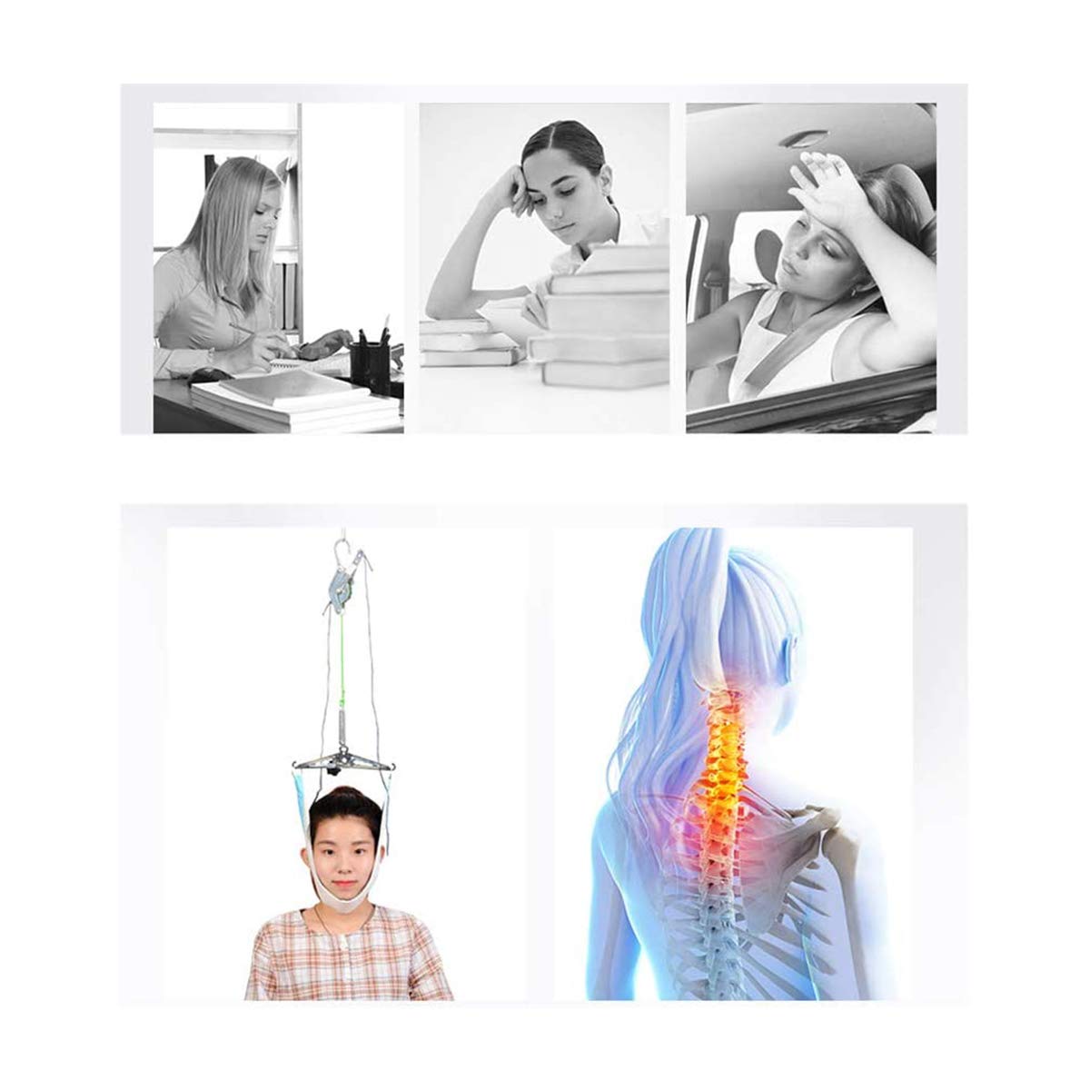 Dispositivo di trazione cervicale per Sollievo dal Dolore al Collo Testa/Spalla sopra Il Telaio della Porta, barella a trazione Aerea Terapia Fisica Domestica per l'artrite,Hanging