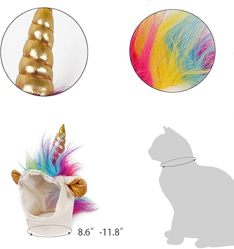 Miniatura 4 de NACOCO Sombrero de unicornio con agujero para las orejas para perros pequeños, accesorio de disfraz de gato para Halloween, gorra de melena de