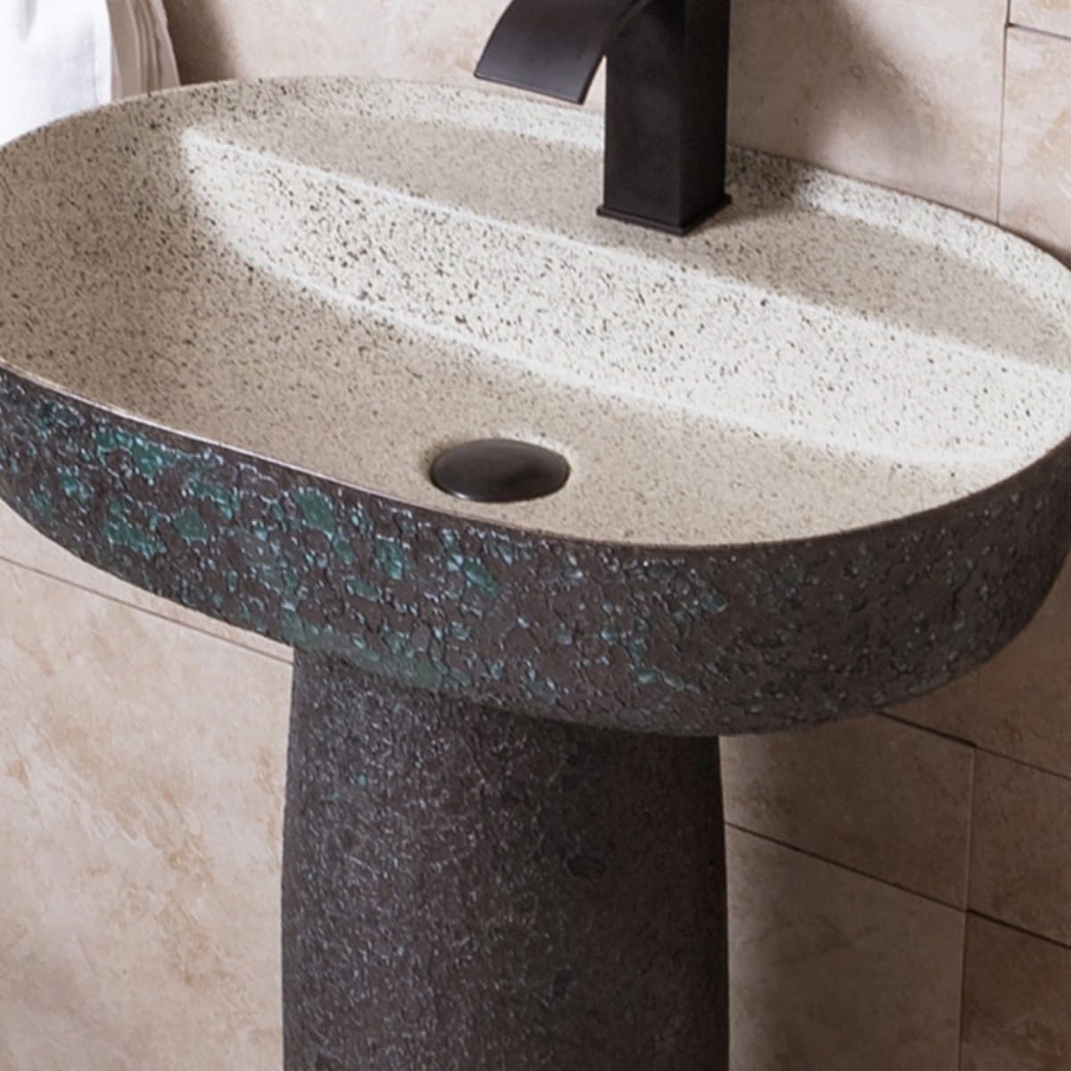 Pedestal que ahorra espacio Lavabo de pedestal cerámica creativo, lavabo pie con grifo y desagüe
