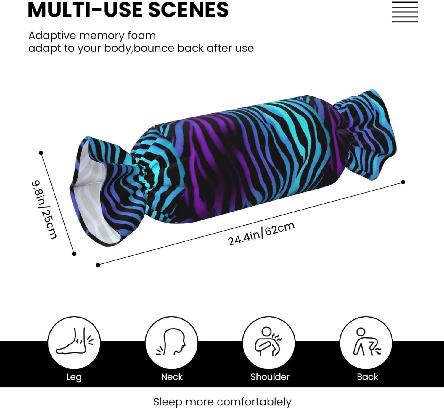 Camouflage Zebra Stripes Print Candy Cylindrical Comfortable Pillow Throw Pillows Home Decor Easy Maintenance