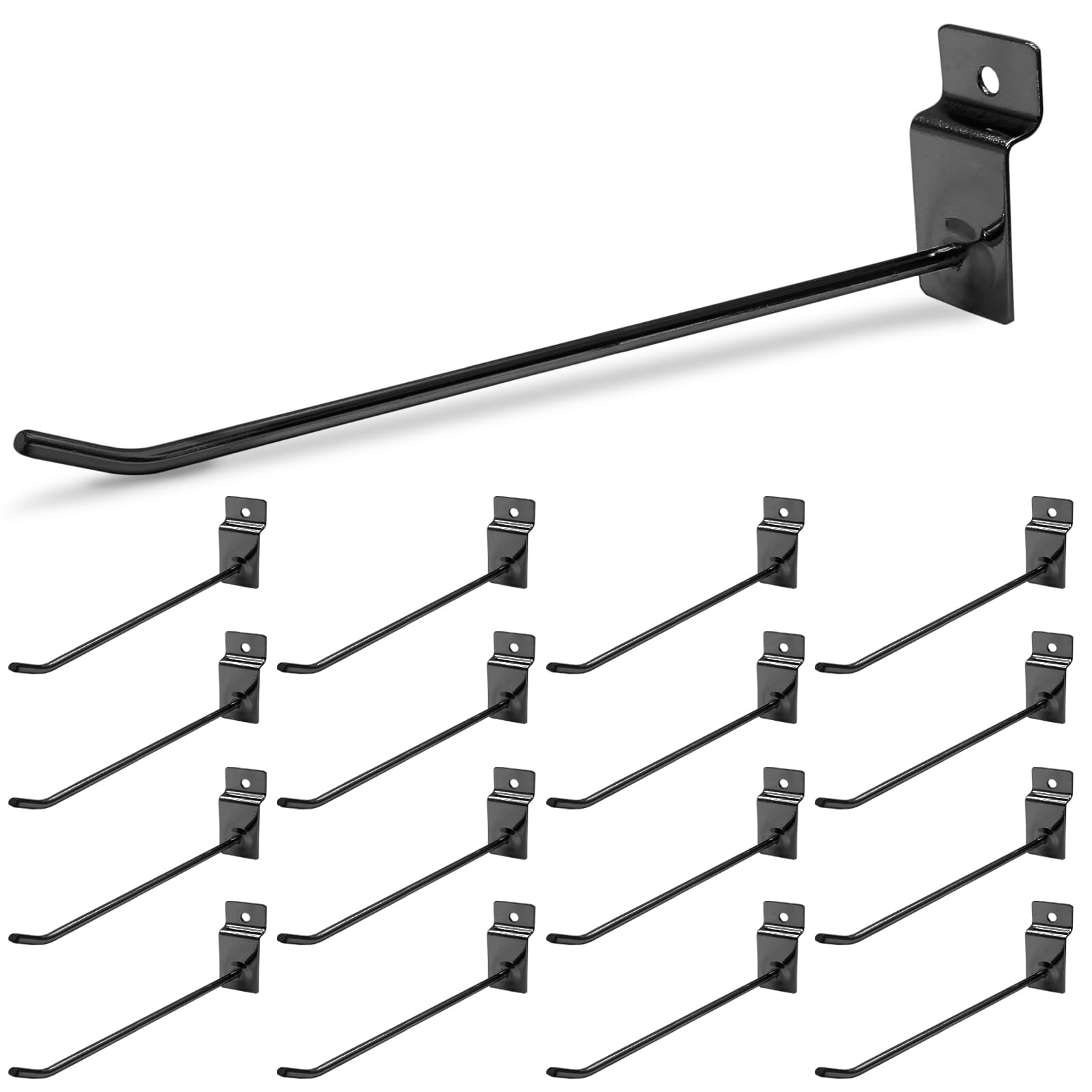 Jersvimc 30Pcs Black Slatwall Hooks 10 Inch Panel Hooks, Metal Display Hooks Wall Hanging Hook Heavy Duty Slatwall Accessories Hanger for Retail