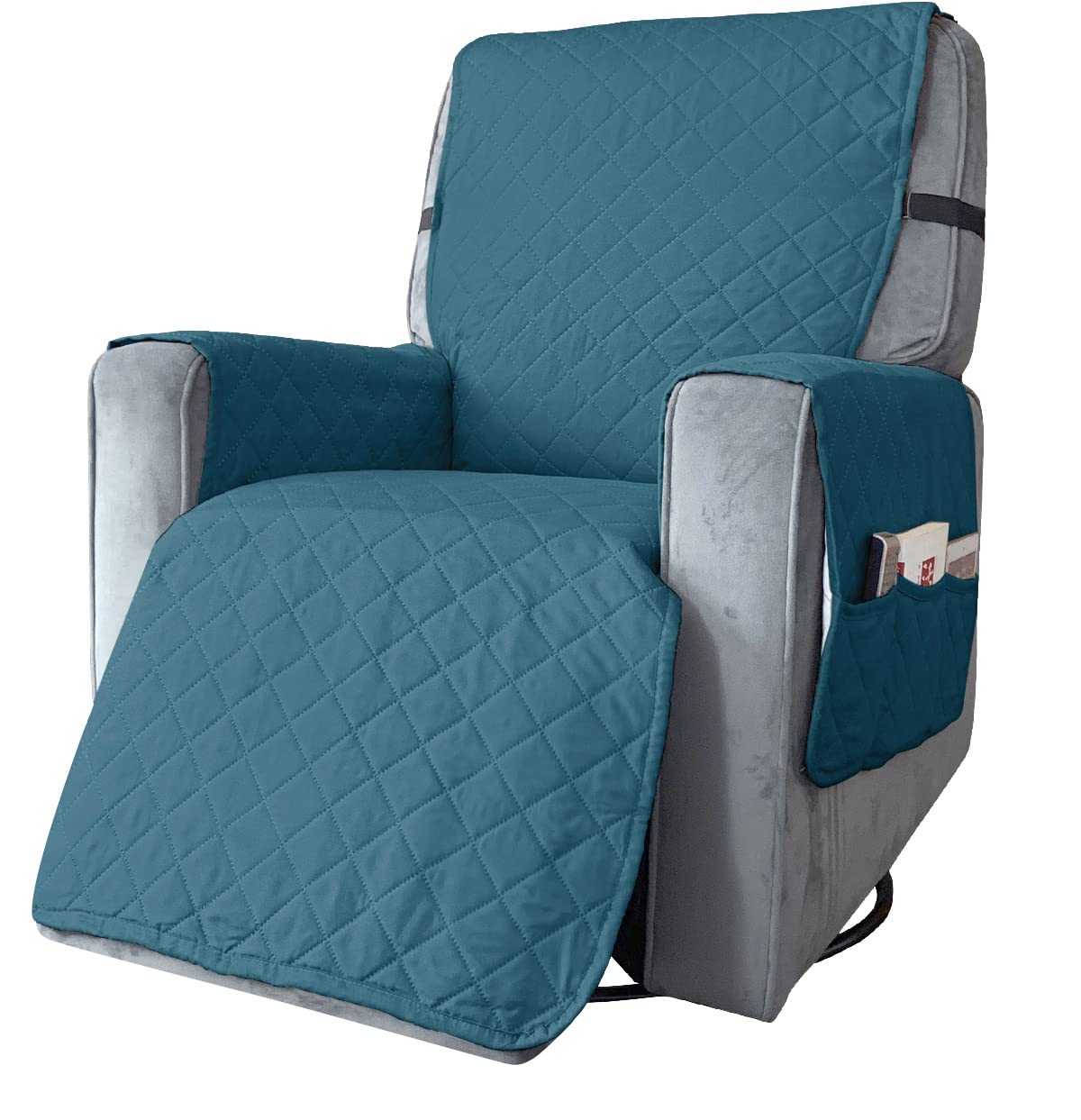 Meigeh Recliner Chair Covers reclining chair slipcover with Adjustable Elastic Strap Recliner Chair Protector for pets kids blue-green Small